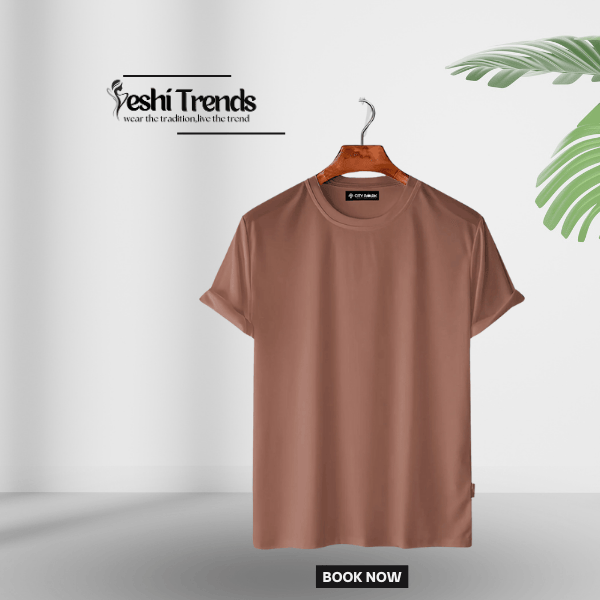 Premium Solid T-Shirt For Men –  Peach Ash