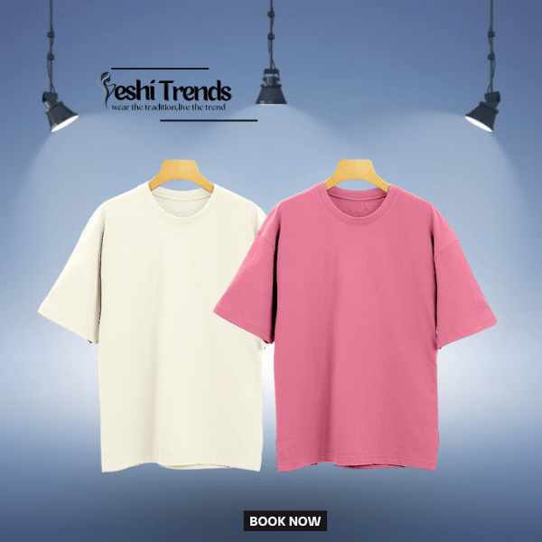 2Pcs Combo Mens Premium Drop Shoulder T-Shirt